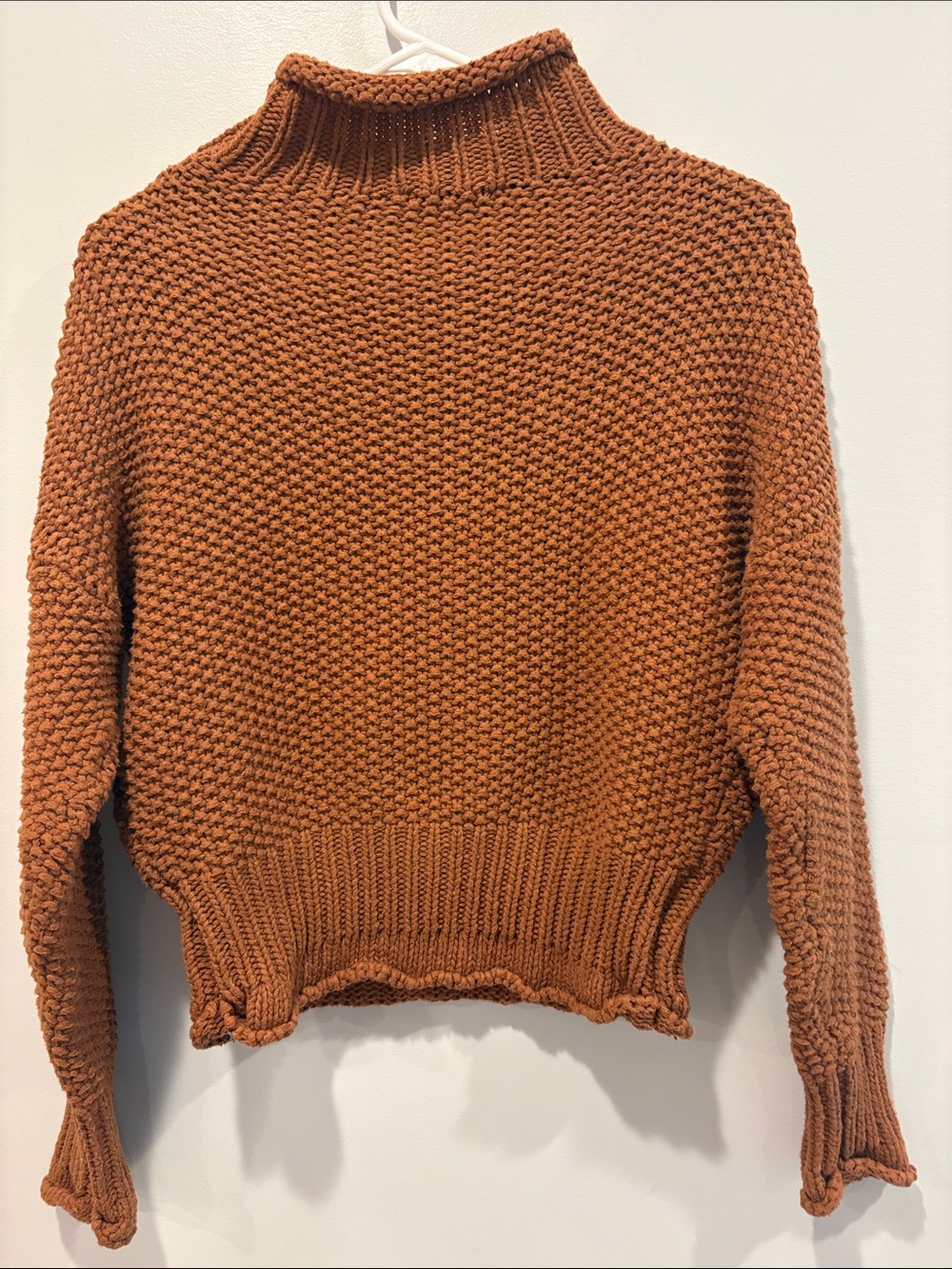 She + Sky Chunky Turtleneck Sweater - Rust ptp 22 length 21.5 waist 17 - Picture 6 of 6